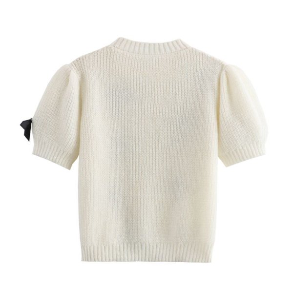 画像4: Women's Round neck ribbon round neck sweater knit  ラウンドネックリボンラウンドネックセーター　ニット (4)