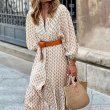 画像6: Women's  Classic print V-neck long maxi dress One piece　クラシカルプリントVネックロングマキシワンピースドレス (6)