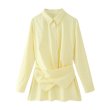 画像7: Women's Loose striped strap long sleeve shirt tunic blouse　ストライプ変形スタイル長袖ブラウスシャツチュニック (7)
