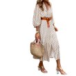 画像4: Women's  Classic print V-neck long maxi dress One piece　クラシカルプリントVネックロングマキシワンピースドレス (4)