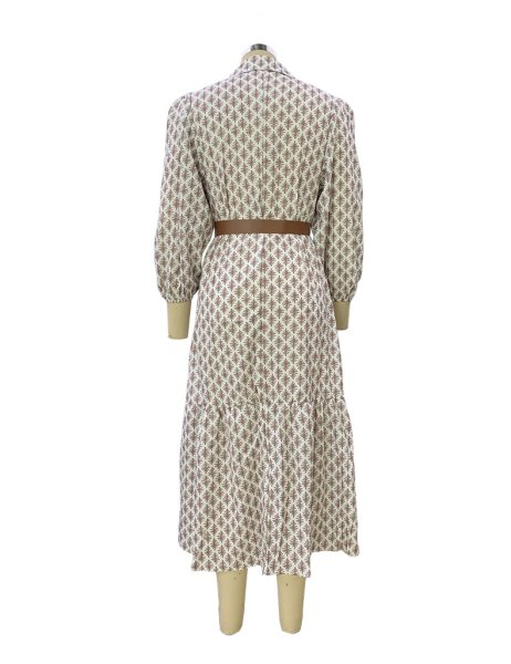 画像11: Women's  Classic print V-neck long maxi dress One piece　クラシカルプリントVネックロングマキシワンピースドレス (11)