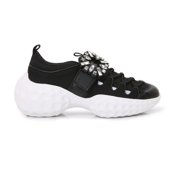 画像3: Rhinestone Buckle Hollow Breathable Mesh Platform Dad Sneakers　男女兼用ユニセックスライントーンバックルメッシュ厚底レースアップスニーカー (3)
