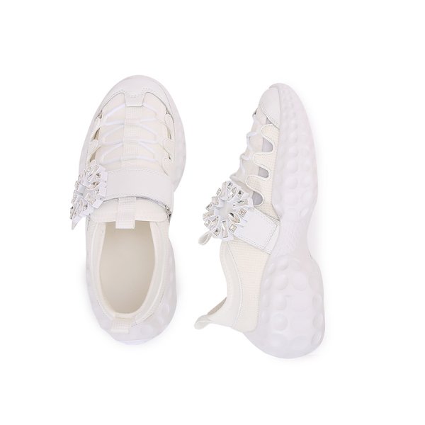 画像5: Rhinestone Buckle Hollow Breathable Mesh Platform Dad Sneakers　男女兼用ユニセックスライントーンバックルメッシュ厚底レースアップスニーカー (5)