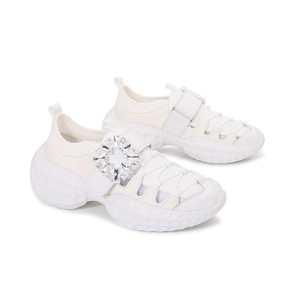 画像9: Rhinestone Buckle Hollow Breathable Mesh Platform Dad Sneakers　男女兼用ユニセックスライントーンバックルメッシュ厚底レースアップスニーカー (9)