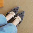 画像4: Pearl & ribbon high heel suede pumps shoes 　パール&リボンハイヒールスエードパンプスシューズ (4)