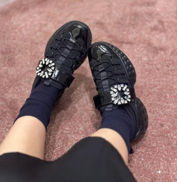 画像16: Rhinestone Buckle Hollow Breathable Mesh Platform Dad Sneakers　男女兼用ユニセックスライントーンバックルメッシュ厚底レースアップスニーカー (16)