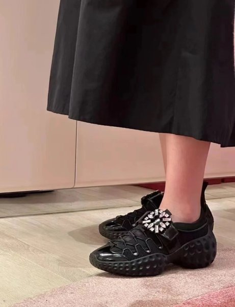 画像15: Rhinestone Buckle Hollow Breathable Mesh Platform Dad Sneakers　男女兼用ユニセックスライントーンバックルメッシュ厚底レースアップスニーカー (15)