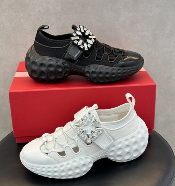 画像17: Rhinestone Buckle Hollow Breathable Mesh Platform Dad Sneakers　男女兼用ユニセックスライントーンバックルメッシュ厚底レースアップスニーカー (17)