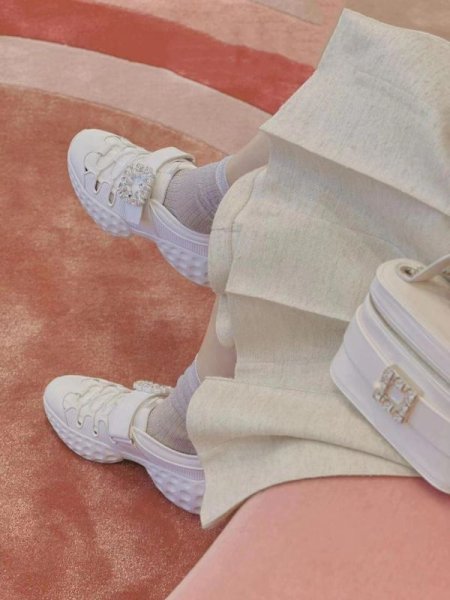 画像14: Rhinestone Buckle Hollow Breathable Mesh Platform Dad Sneakers　男女兼用ユニセックスライントーンバックルメッシュ厚底レースアップスニーカー (14)