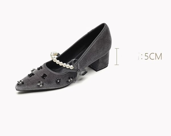 画像7: Pearl & ribbon high heel suede pumps shoes 　パール&リボンハイヒールスエードパンプスシューズ (7)
