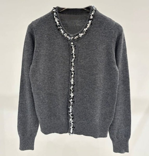 画像4: Women's Long sleeve French Style Beaded Cardigan Sweater Knit　ビーズスパンコール長袖カーディガンセーターニット (4)