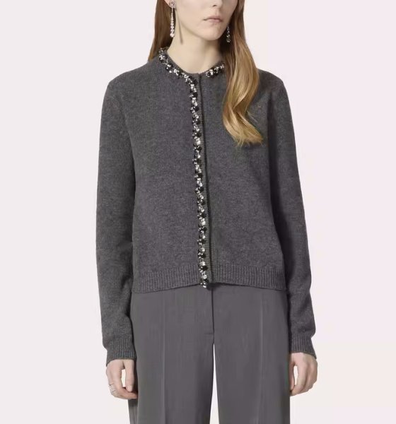 画像6: Women's Long sleeve French Style Beaded Cardigan Sweater Knit　ビーズスパンコール長袖カーディガンセーターニット (6)