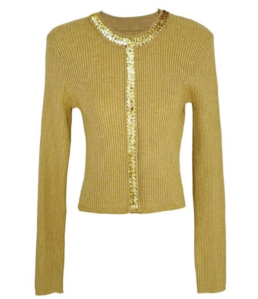 画像8: Women's Sequined round neck ribbed short sweater knit 　スパンコールラウンドネックリブ ショート丈セーター ニット (8)