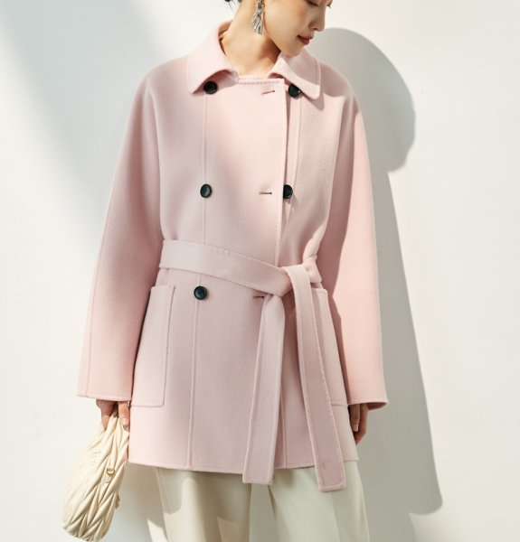 画像1: Women's Cashmere coat mid-length wool coat half-coat jacket outer 　ウールカシミア混紡ミドル丈コートジャケットアウター (1)