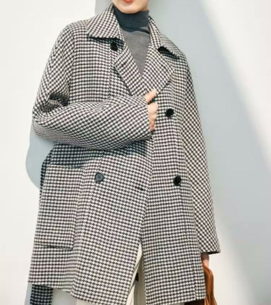 画像7: Women's Cashmere coat mid-length wool coat half-coat jacket outer 　ウールカシミア混紡ミドル丈コートジャケットアウター (7)