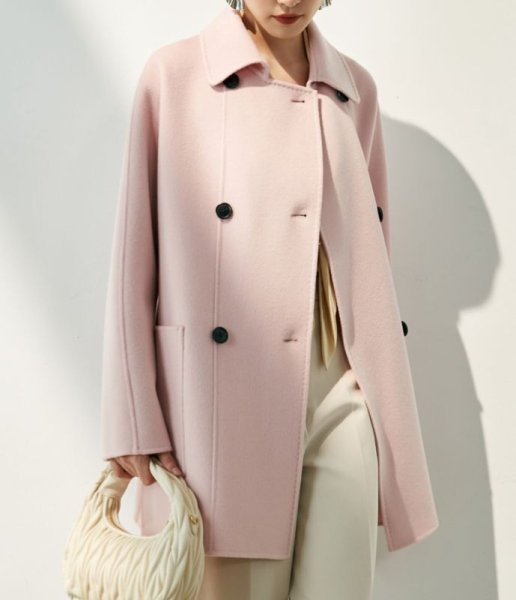 画像6: Women's Cashmere coat mid-length wool coat half-coat jacket outer 　ウールカシミア混紡ミドル丈コートジャケットアウター (6)