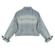 画像4: Women's Short denim modified G jacket Riders jacket　ウォッシュドショートデニム変形Gジャケット  ライダースジャケットデニムジャケットGジャン (4)