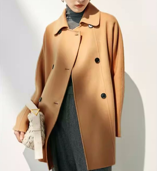 画像3: Women's Cashmere coat mid-length wool coat half-coat jacket outer 　ウールカシミア混紡ミドル丈コートジャケットアウター (3)