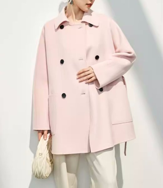 画像12: Women's Cashmere coat mid-length wool coat half-coat jacket outer 　ウールカシミア混紡ミドル丈コートジャケットアウター (12)
