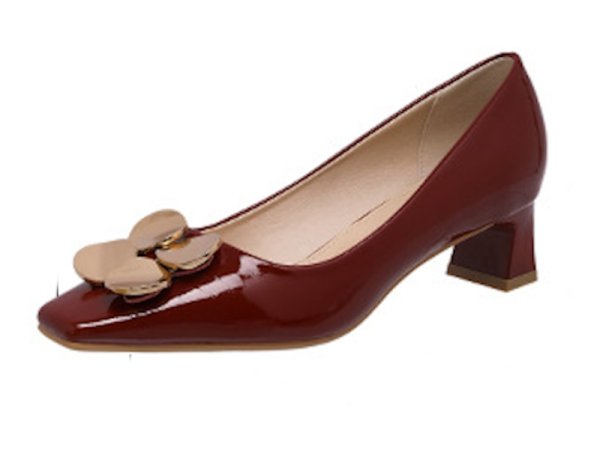 画像2: French metal square toe low heel pumps Shoes 　ローヒールメタル付きパンプスシューズ (2)