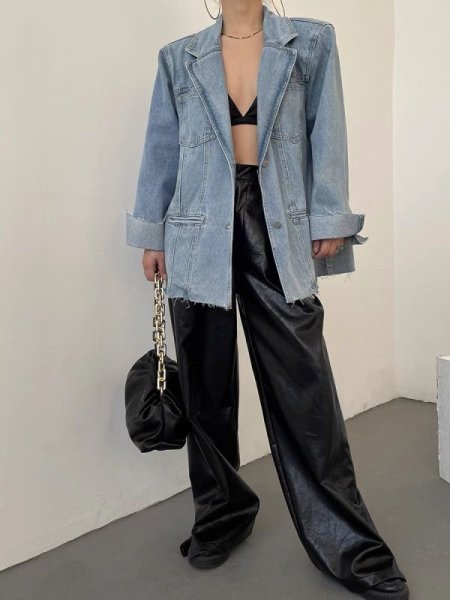 画像5: Women's Multi-pocket mid-length denim jacket　マルチポケットウォッシュドデニムミドル丈ジャケットGジャン (5)