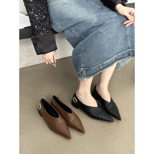 画像7: Metal Buckle Braided Mesh Flat Pumps Shoes 　メタルバックル編み込みメッシュフラットパンプスシューズ (7)