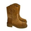 画像1: Genuine leather western boots 　本革レザーダブルサークルマーク付きウエスタンブーツシューズ (1)