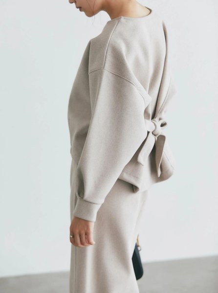 画像8: Women's  Back ribbon wool crew neck jacket & skirt set two-piece suit set up   バックリボン縛りラウンドネックウールジャケット＆スカートツーピーススーツセットアップ (8)