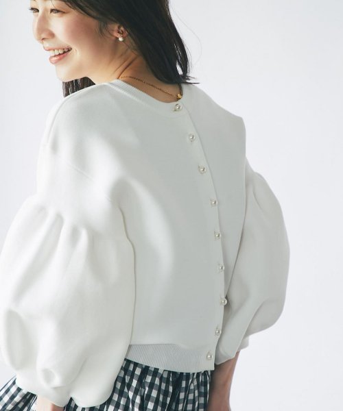 画像24: Women's Pearl button lantern sleeve cardigan that can be worn both front and back　パールボタンランタン スリーブ前と後ろの両方着用可能カーディガン (24)