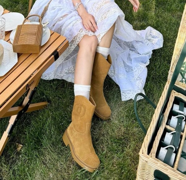 画像4: Genuine leather western boots 　本革レザーダブルサークルマーク付きウエスタンブーツシューズ (4)