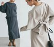 画像1: Women's  Back ribbon wool crew neck jacket & skirt set two-piece suit set up   バックリボン縛りラウンドネックウールジャケット＆スカートツーピーススーツセットアップ (1)