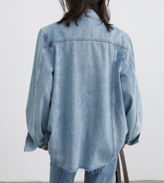 画像8: Women's Multi-pocket mid-length denim jacket　マルチポケットウォッシュドデニムミドル丈ジャケットGジャン (8)