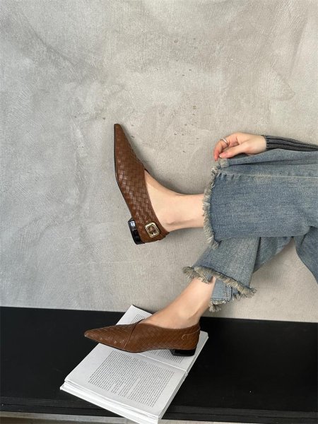 画像6: Metal Buckle Braided Mesh Flat Pumps Shoes 　メタルバックル編み込みメッシュフラットパンプスシューズ (6)