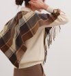 画像6: Women's  High neck cardigan with checkered tassel shawl Sweater knit　チェックフリンジショール付きハイネックカーディガンセーター ニット (6)