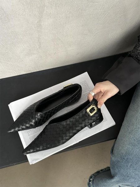 画像9: Metal Buckle Braided Mesh Flat Pumps Shoes 　メタルバックル編み込みメッシュフラットパンプスシューズ (9)