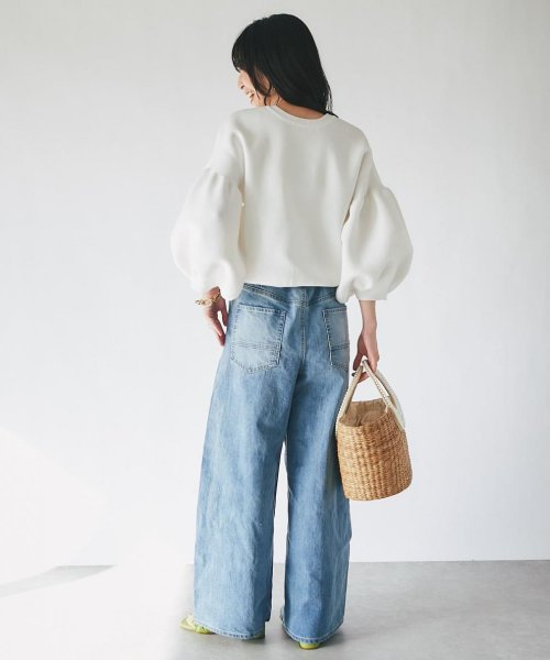 画像23: Women's Pearl button lantern sleeve cardigan that can be worn both front and back　パールボタンランタン スリーブ前と後ろの両方着用可能カーディガン (23)