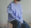 画像5: Women's Striped double frill stand-up collar blouse　ストライプ ダブルフリルスタンドカラー ブラウスシャツ  (5)