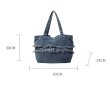 画像6: Denim fringe logo embroidered tote shoulder bag　ユニセックス男女兼用デニムフリンジロゴ刺繍エコトートショルダーバッグ (6)