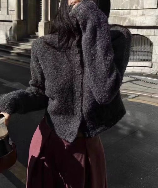 画像10: Women's Plush short cardigan sweater　プラッシュモコモコショート丈カーディガンセーター (10)
