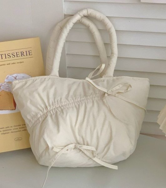 画像2: Dopamine Color Ribbon Tote Shoulder Bag　ユニセックス男女兼用パステルカラーショルダートートショッピングエコバッグ (2)