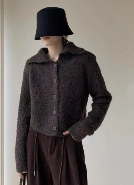 画像6: Women's Plush short cardigan sweater　プラッシュモコモコショート丈カーディガンセーター (6)