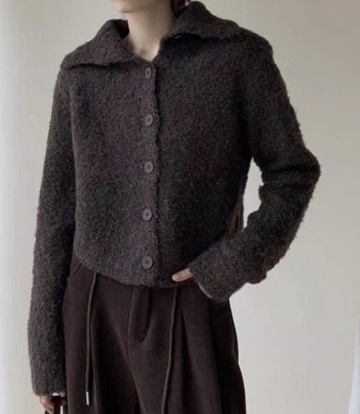 画像8: Women's Plush short cardigan sweater　プラッシュモコモコショート丈カーディガンセーター (8)
