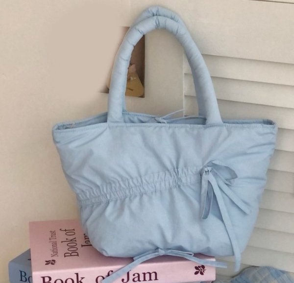 画像6: Dopamine Color Ribbon Tote Shoulder Bag　ユニセックス男女兼用パステルカラーショルダートートショッピングエコバッグ (6)