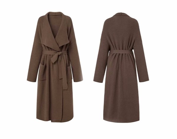 画像2: Women's High-end long knit coat jacket outer  ハイエンドロングニットコートジャケット (2)
