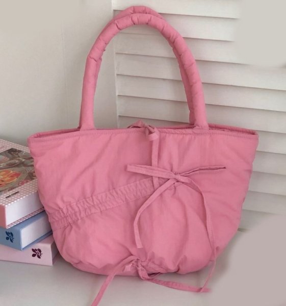 画像5: Dopamine Color Ribbon Tote Shoulder Bag　ユニセックス男女兼用パステルカラーショルダートートショッピングエコバッグ (5)