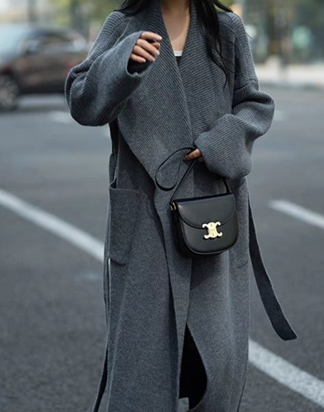 画像5: Women's High-end long knit coat jacket outer  ハイエンドロングニットコートジャケット (5)