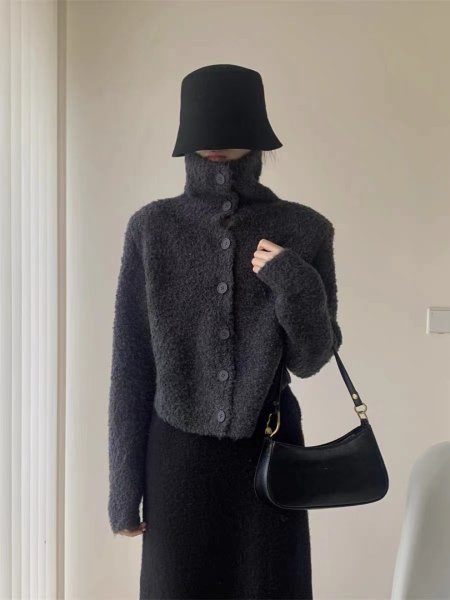 画像5: Women's Plush short cardigan sweater　プラッシュモコモコショート丈カーディガンセーター (5)