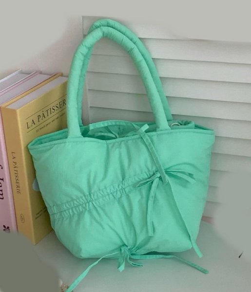 画像3: Dopamine Color Ribbon Tote Shoulder Bag　ユニセックス男女兼用パステルカラーショルダートートショッピングエコバッグ (3)