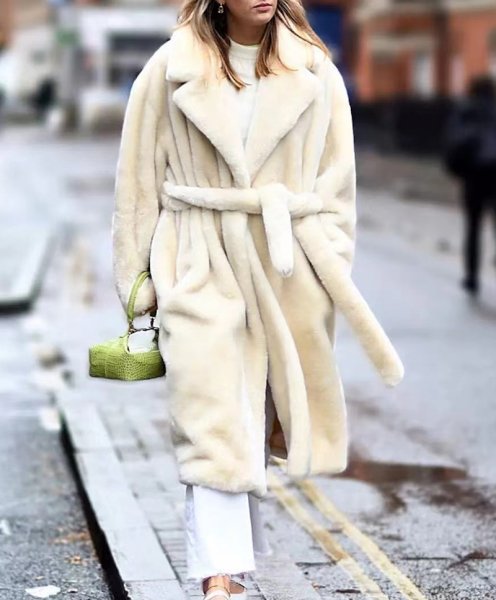 画像3: Women's Tailored collar long fur teddy bear coat outer  テーラーカラーロングファーテディベアコート ベーシックコート アウター (3)