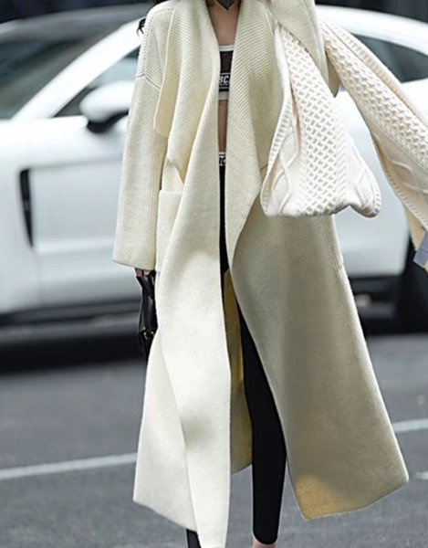 画像3: Women's High-end long knit coat jacket outer  ハイエンドロングニットコートジャケット (3)